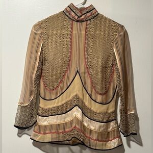 Catherine Malandrino Beige and Black Patterned Blouse